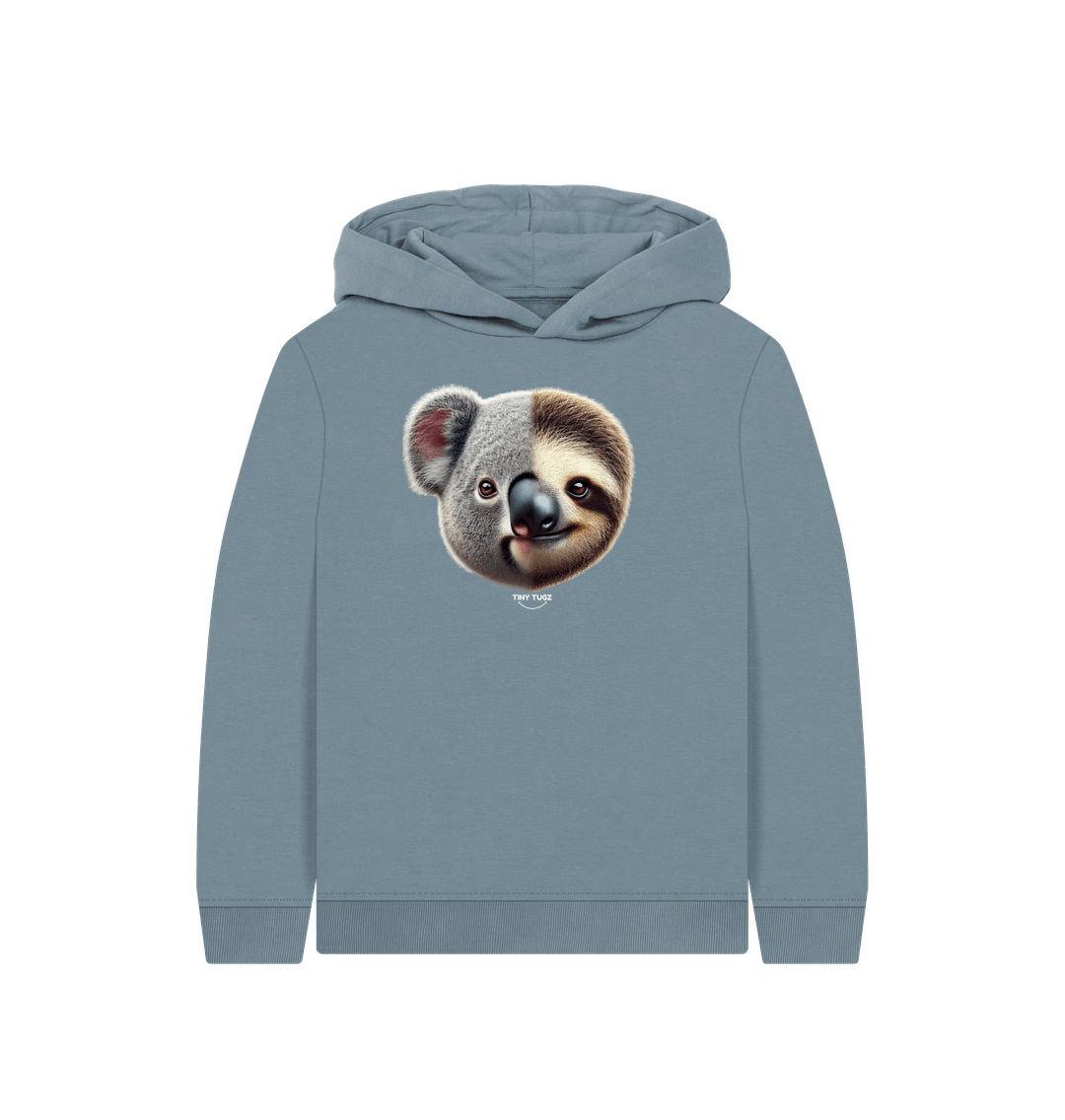 Stone Blue Printed Kids Hoodie