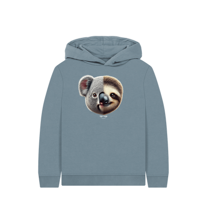 Stone Blue Printed Kids Hoodie