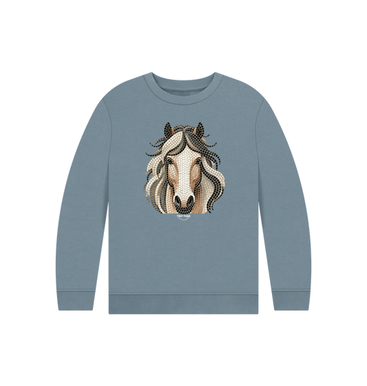 Stone Blue Printed Kids Jumper