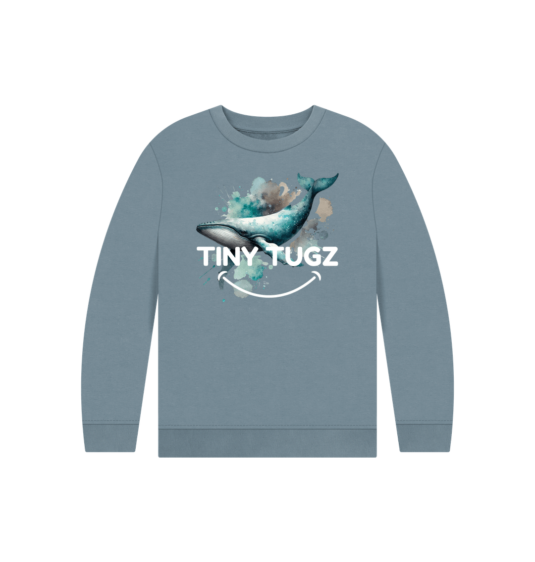 Stone Blue Printed Kids Jumper