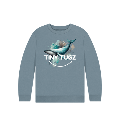 Stone Blue Printed Kids Jumper