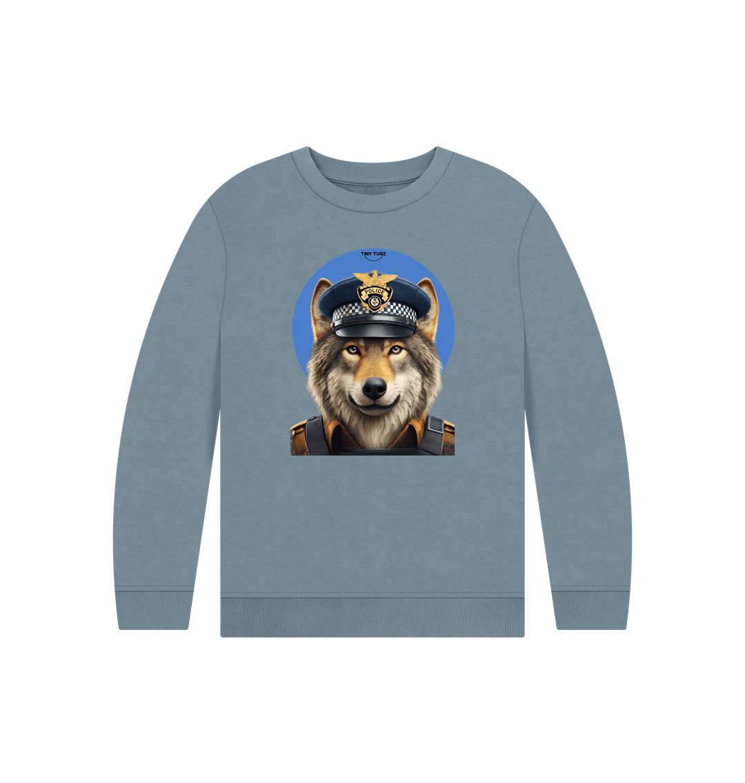Stone Blue Printed Kids Jumper