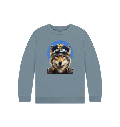 Stone Blue Printed Kids Jumper