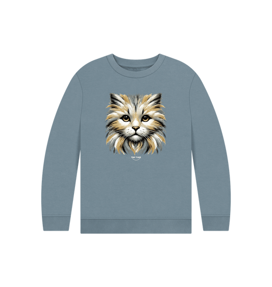 Stone Blue Printed Kids Jumper