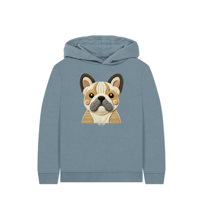 Stone Blue Printed Kids Hoodie
