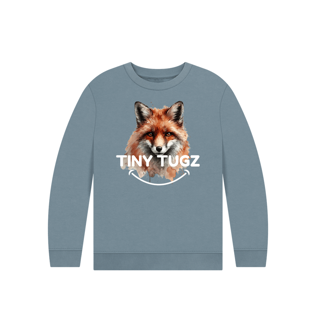 Stone Blue Printed Kids Jumper