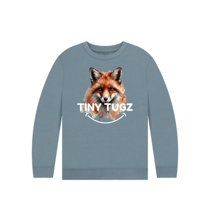Stone Blue Printed Kids Jumper
