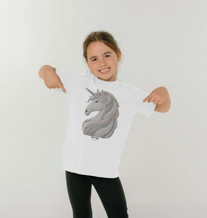 Kinder-T-Shirt aus Bio-Baumwolle – Mosaik-Einhorn-Design