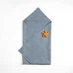 Linen Hooded Waffle Towel for Kids - Blue Fog