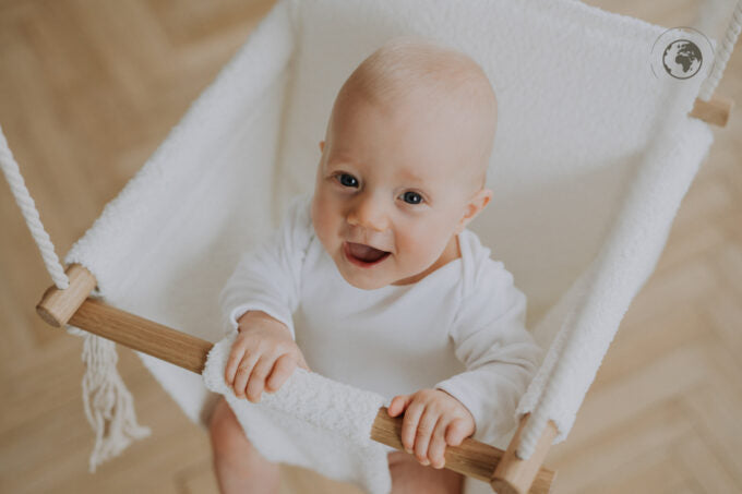 BaBi Baby Swing - Bouclé Snow White – OEKO-TEX® certified swing, handmade in Estonia
