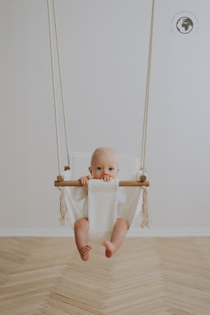 BaBi Baby Swing - Bouclé Snow White – OEKO-TEX® certified swing, handmade in Estonia