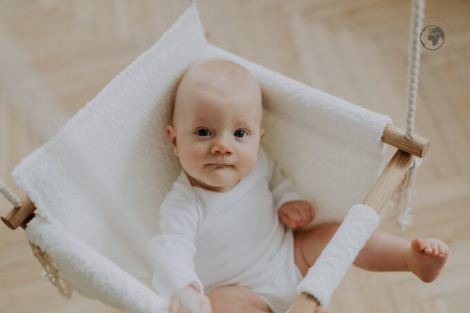 BaBi Baby Swing - Bouclé Snow White – OEKO-TEX® certified swing, handmade in Estonia