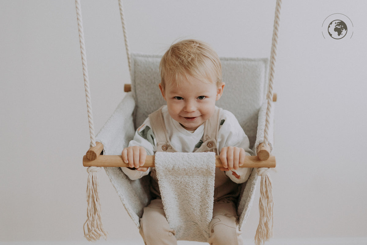 BaBi Baby Swing - Bouclé Ice Grey – OEKO-TEX® certified swing, handmade in Estonia