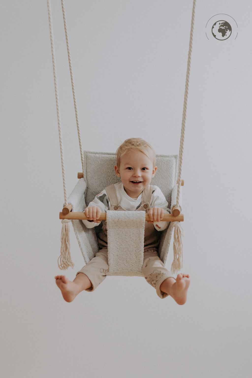 BaBi Baby Swing - Bouclé Ice Grey – OEKO-TEX® certified swing, handmade in Estonia