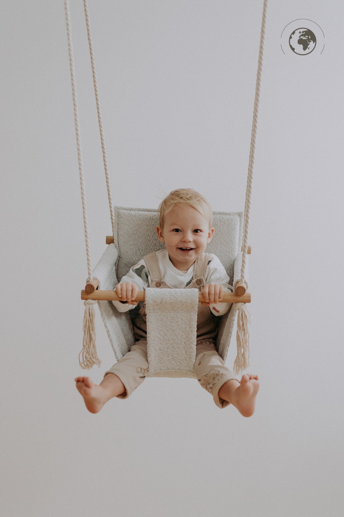 BaBi Baby Swing - Bouclé Ice Grey – OEKO-TEX® certified swing, handmade in Estonia