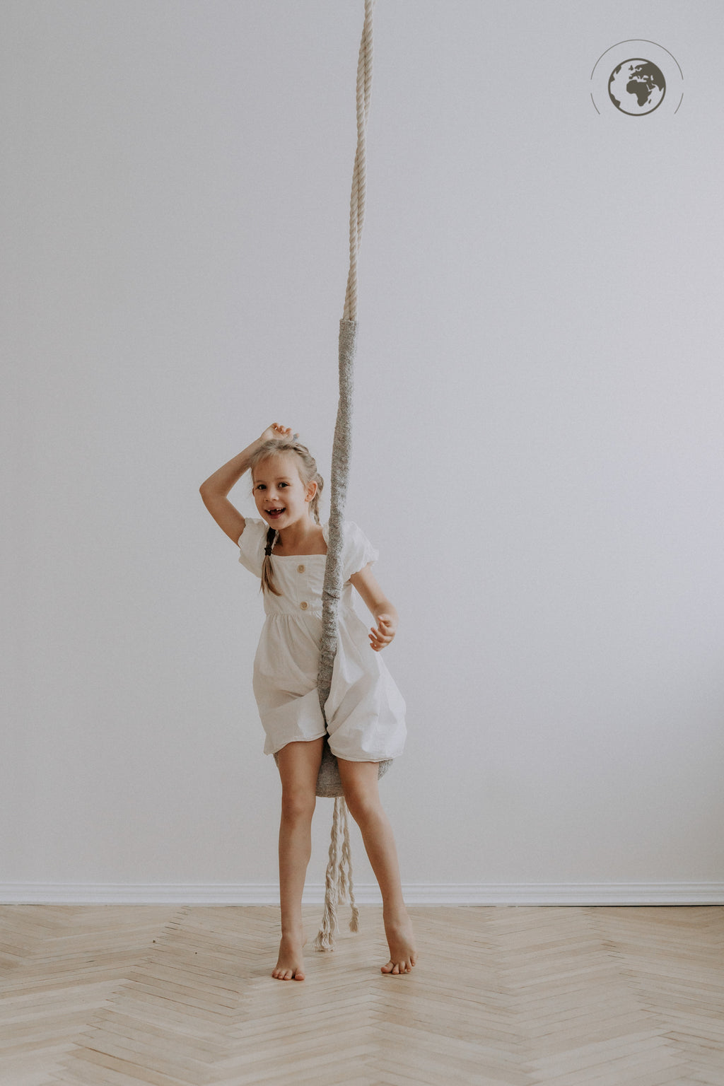 HopOn Swing - Bouclé Stone Grey – OEKO-TEX® certified swing, handmade in Estonia