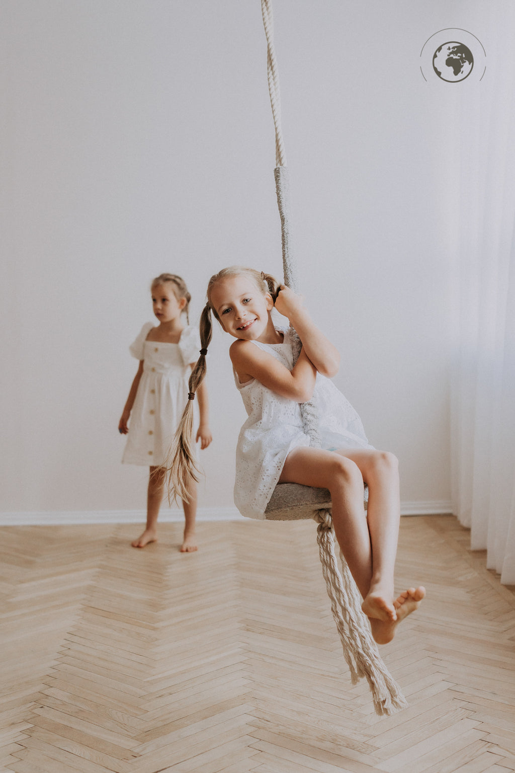 HopOn Swing - Bouclé Stone Grey – OEKO-TEX® certified swing, handmade in Estonia