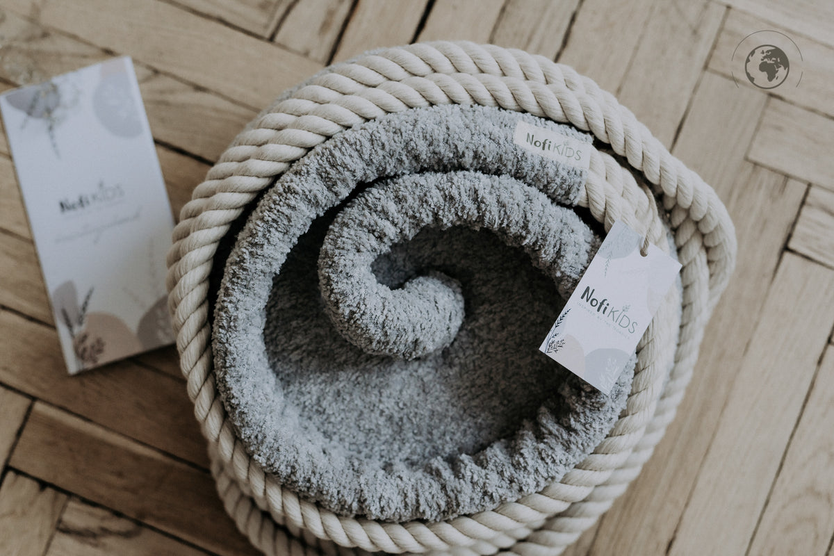 HopOn Swing - Bouclé Stone Grey – OEKO-TEX® certified swing, handmade in Estonia