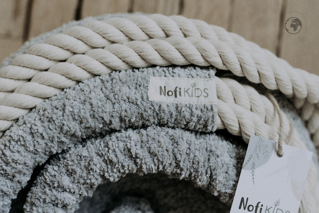 HopOn Swing - Bouclé Stone Grey – OEKO-TEX® certified swing, handmade in Estonia