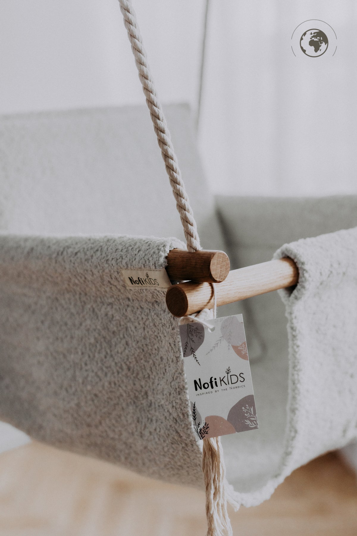 BaBi Baby Swing - Bouclé Ice Grey – OEKO-TEX® certified swing, handmade in Estonia