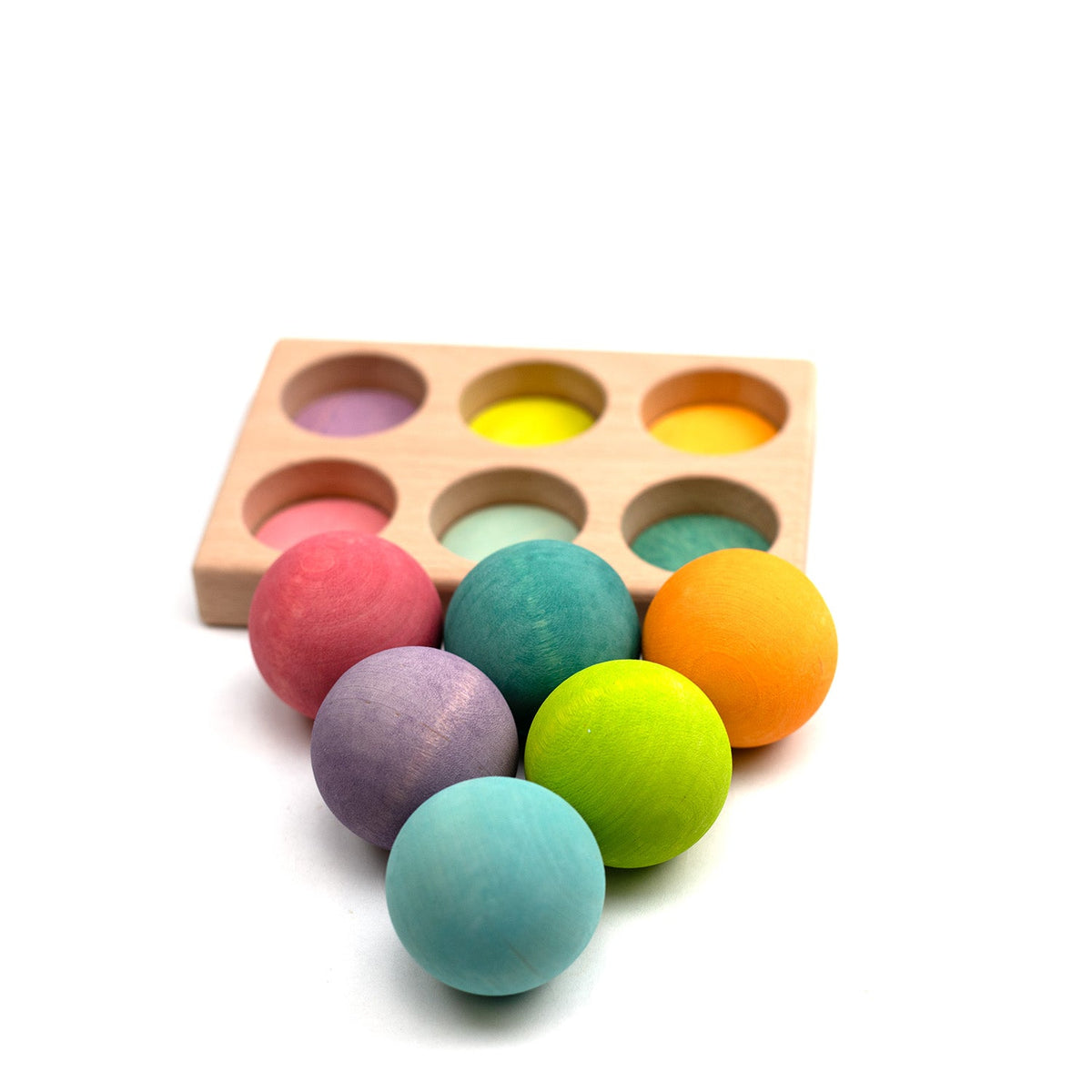 Wooden Toy - Wooden Colored Balls - Montessori Open-Ended Toy