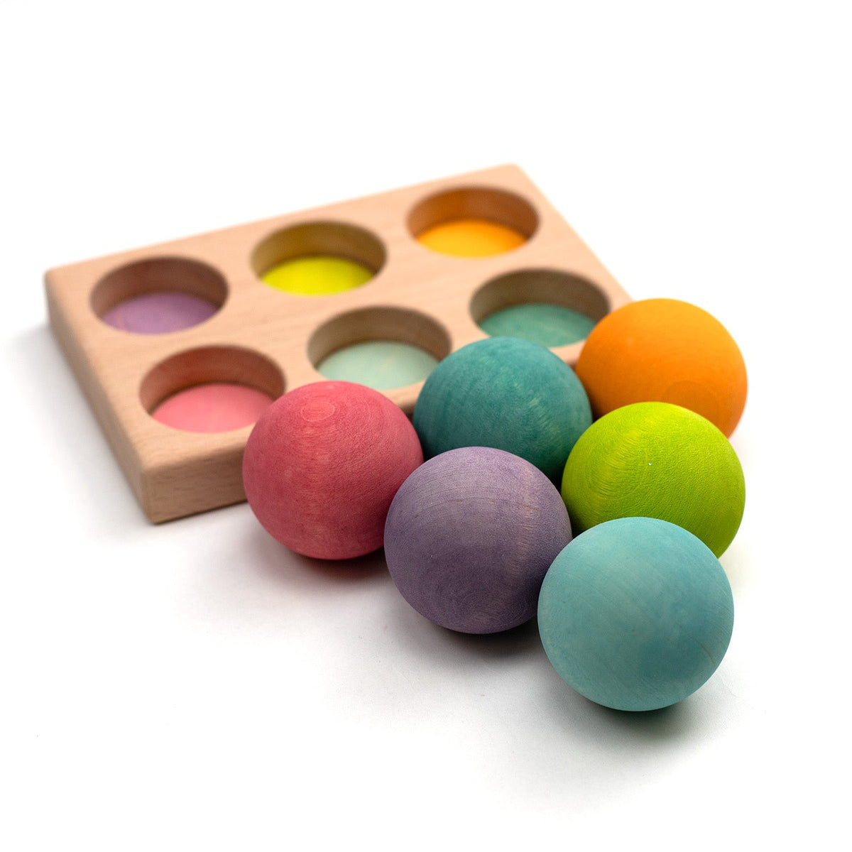 Wooden Toy - Wooden Colored Balls - Montessori Open-Ended Toy