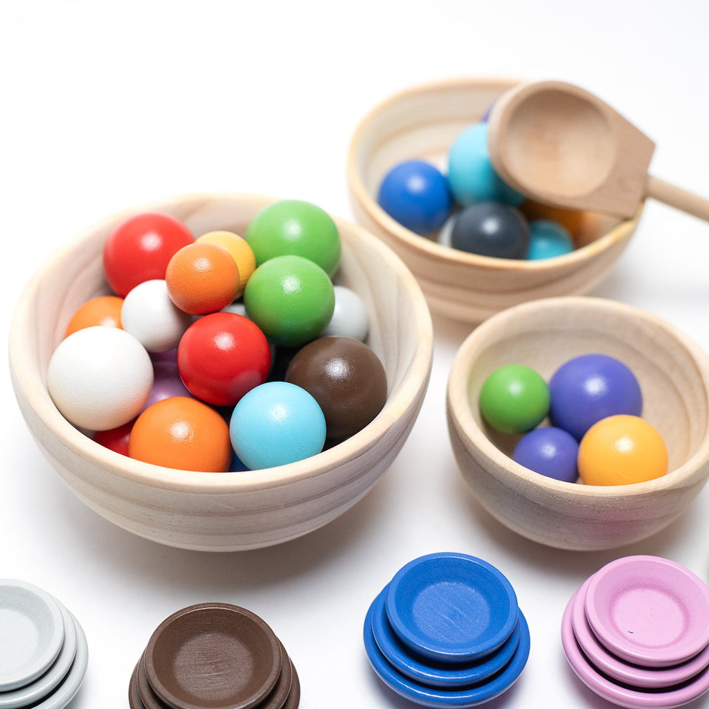 Wooden Toy Bowls and Balls Set - Montessori Open-Ended Toy