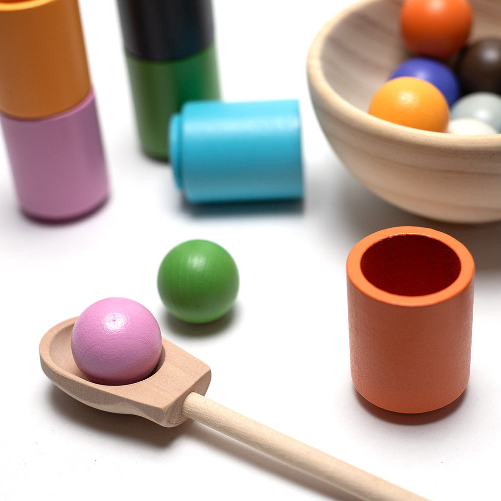 Wooden Toy Cups and Balls Set - Montessori Open-Ended Toy