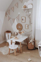 Ensemble Table et Chaise Enfant Scandinave en Bois de Hêtre Massif (Lapin)