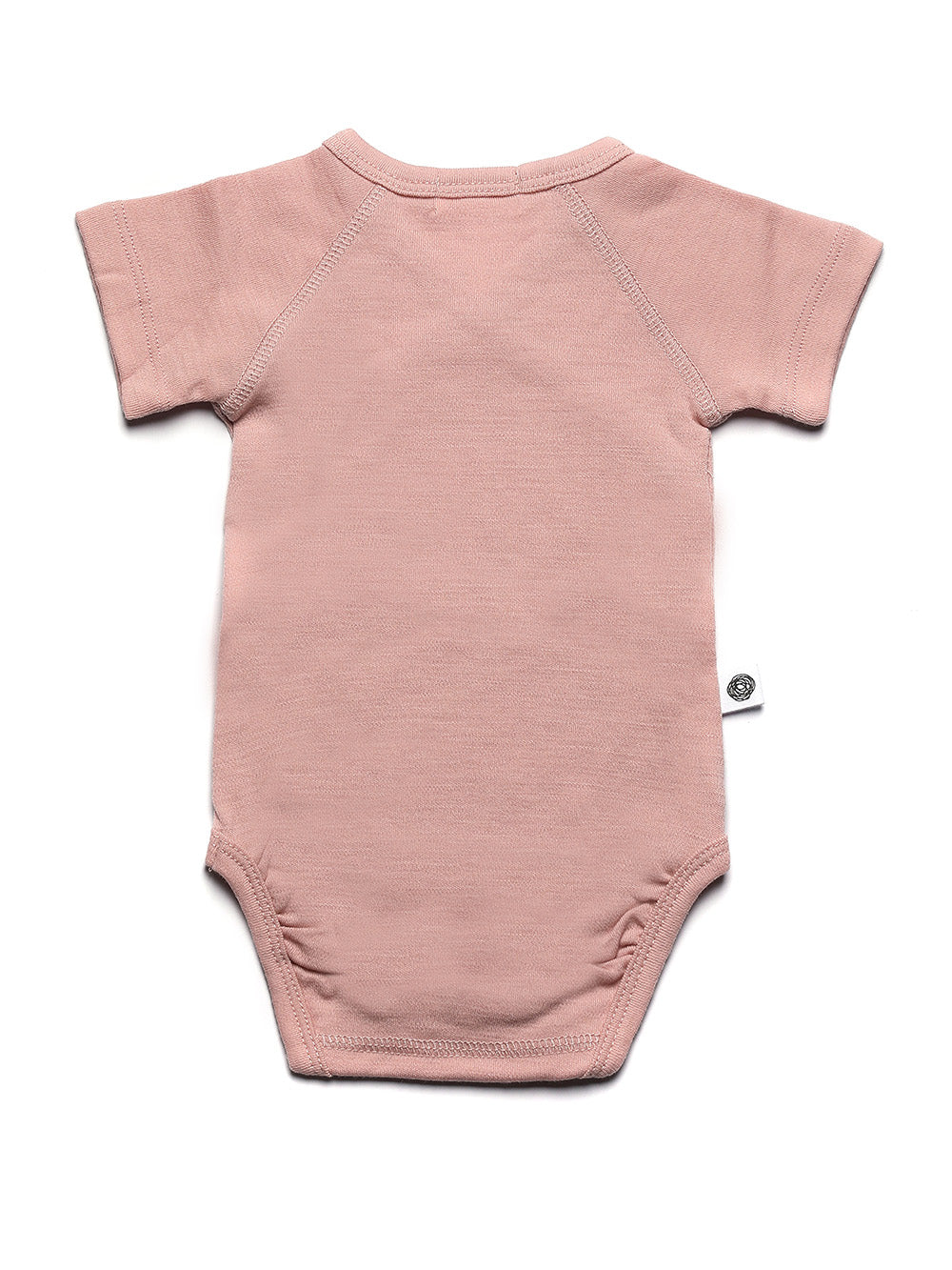 Wool Wrap Romper, Short Sleeve - Merino Wool - Misty Rose