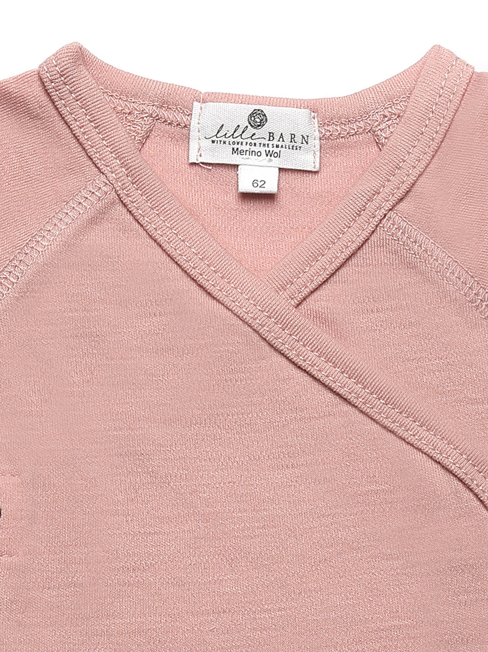 Wool Wrap Romper, Short Sleeve - Merino Wool - Misty Rose