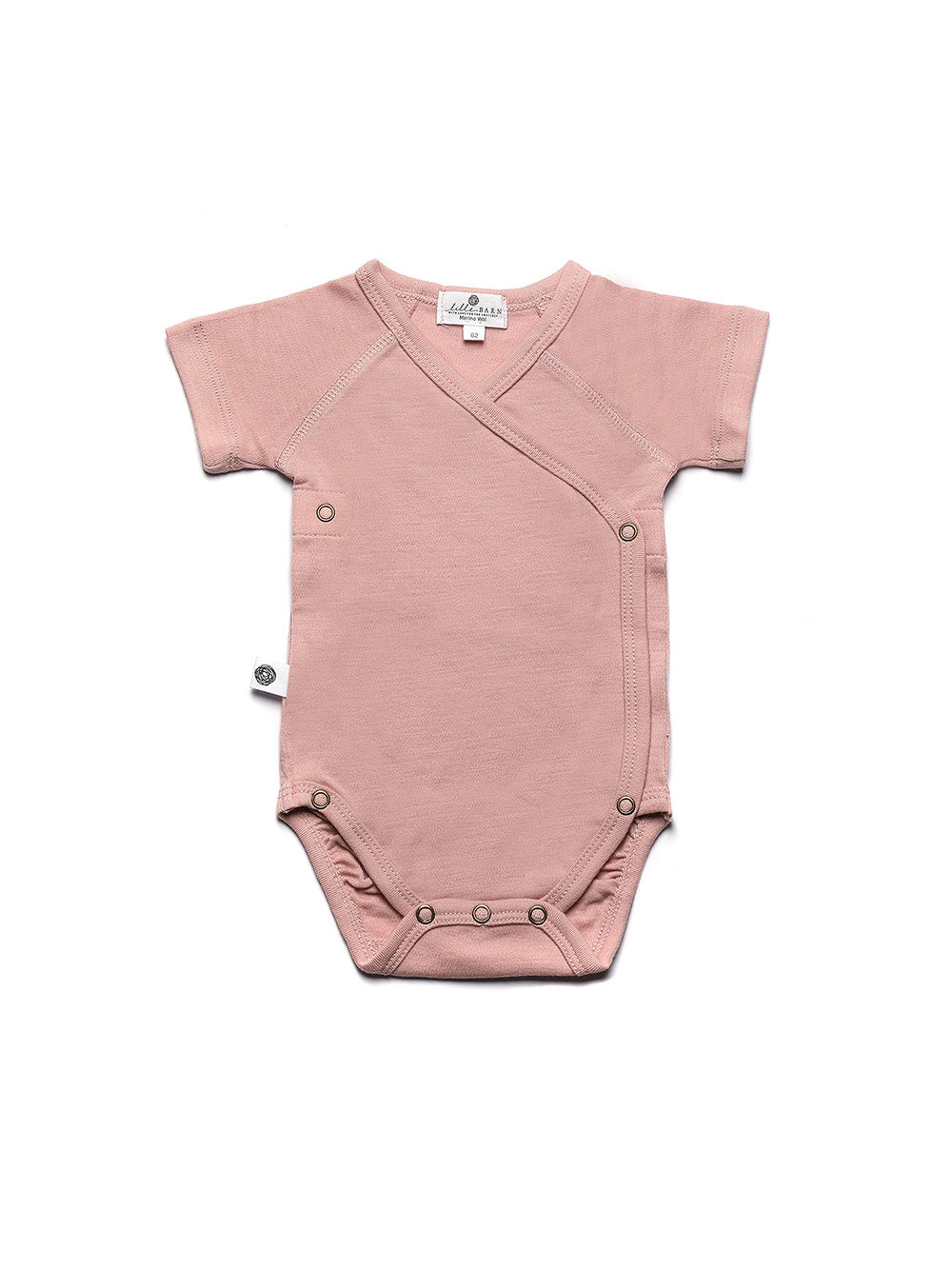 Wool Wrap Romper, Short Sleeve - Merino Wool - Misty Rose