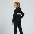 Sweat à capuche zippé en coton 100 % biologique Tiny Tugz™ pour enfants – Logo rayé – Noir