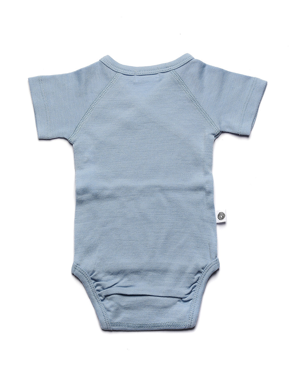 Wool Wrap Romper, Short Sleeve - Merino Wool - Blue Fog