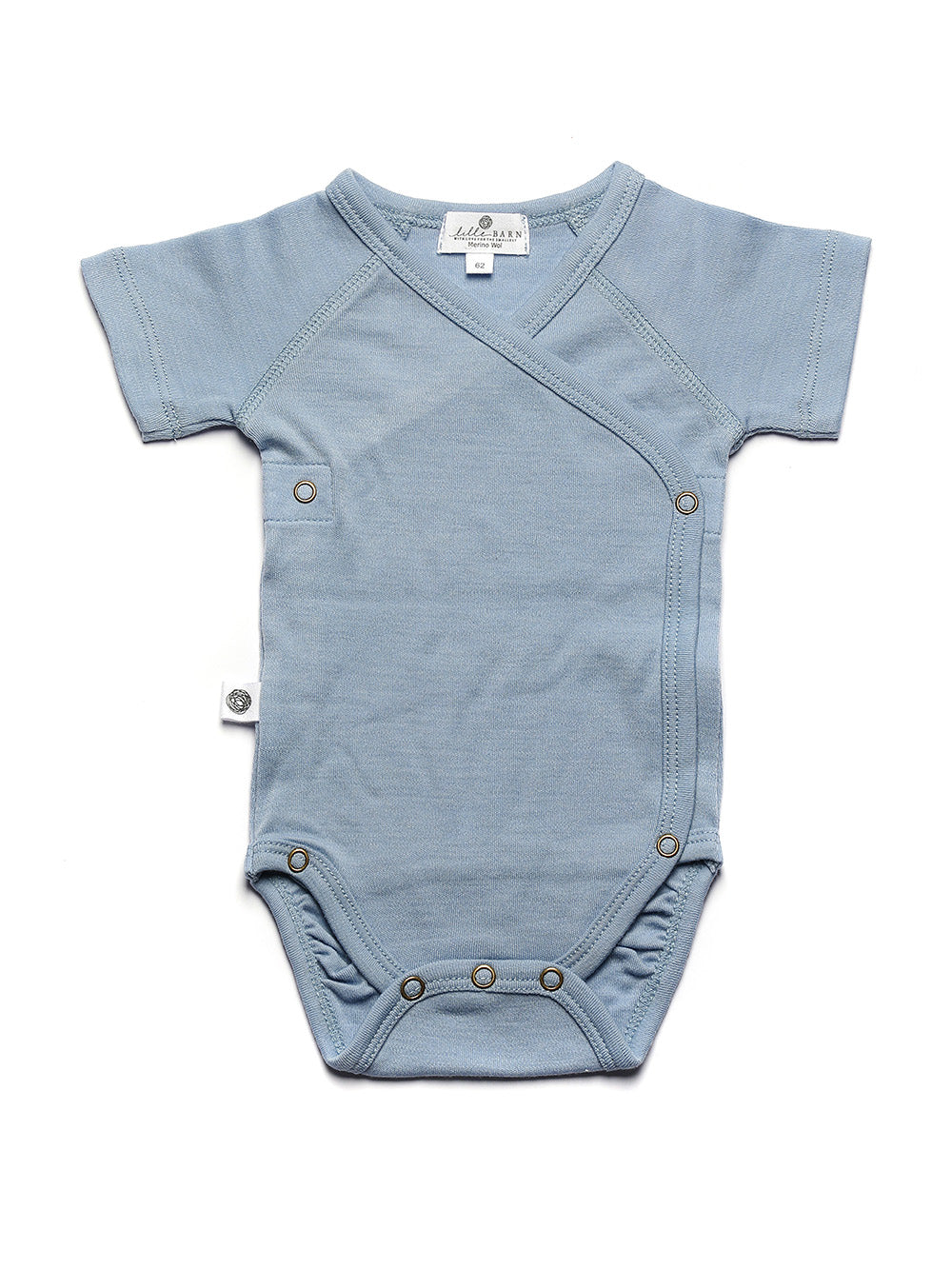 Wool Wrap Romper, Short Sleeve - Merino Wool - Blue Fog