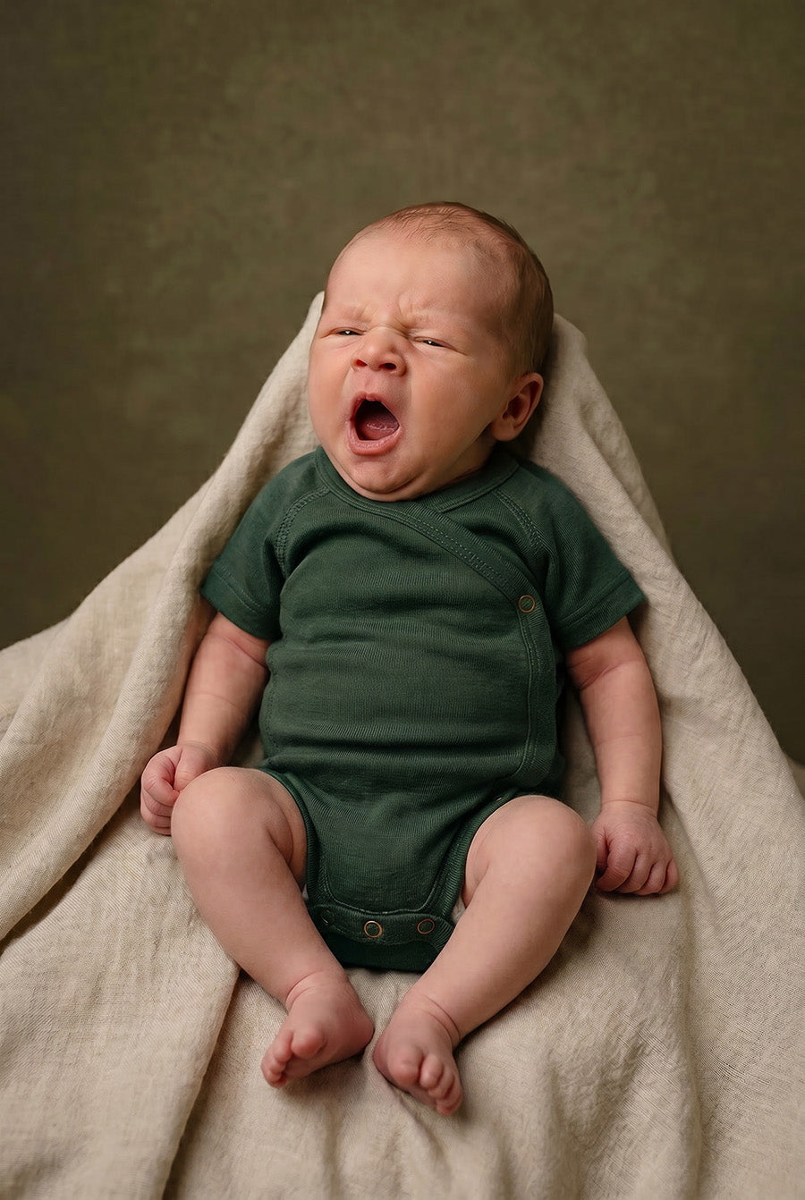 Wool Wrap Romper, Short Sleeve - Merino Wool - Mountain View