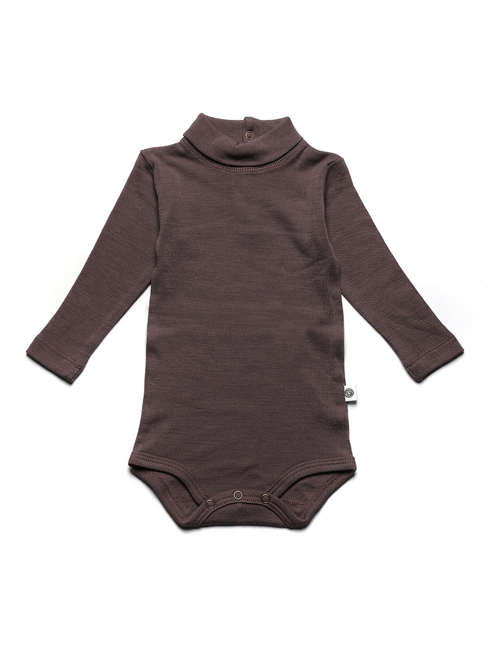 Wool Romper, Long Sleeve, Turtleneck - Merino Wool - Peppercorn