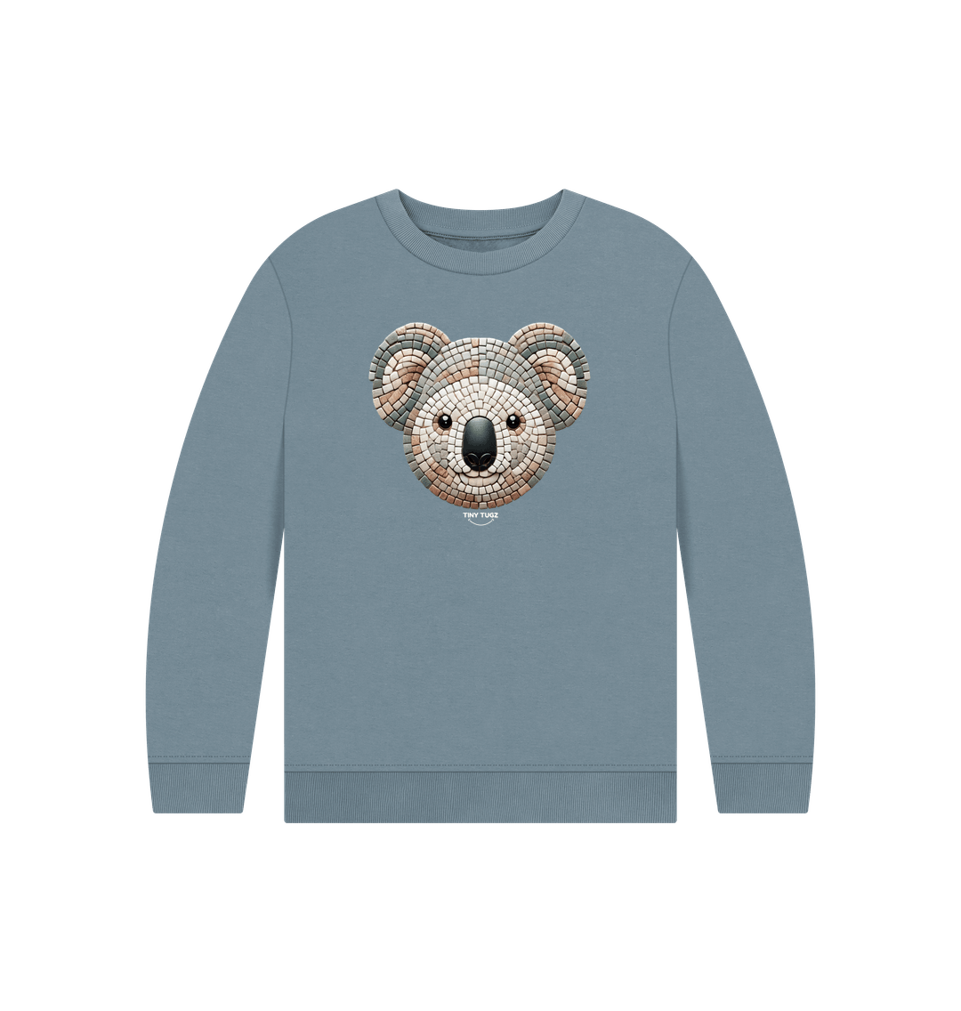 Stone Blue Printed Kids Jumper