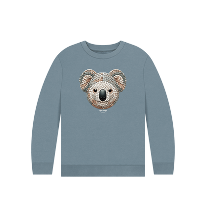 Stone Blue Printed Kids Jumper