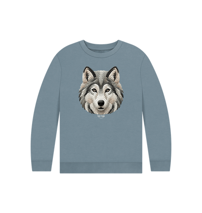 Stone Blue Printed Kids Jumper