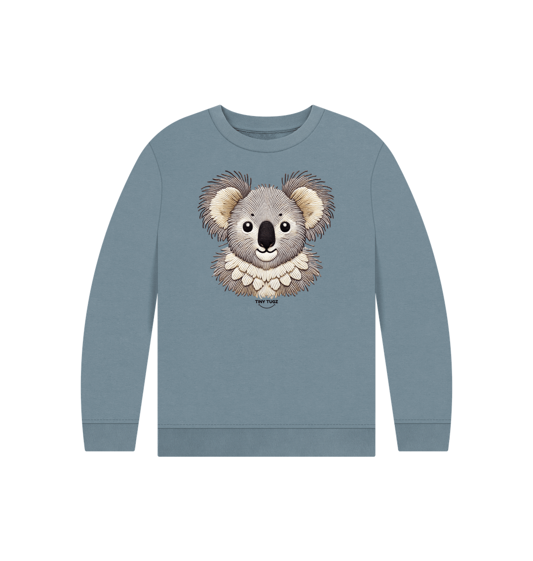 Stone Blue Printed Kids Jumper