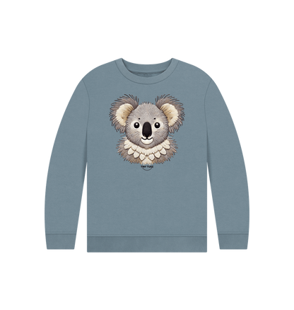 Stone Blue Printed Kids Jumper