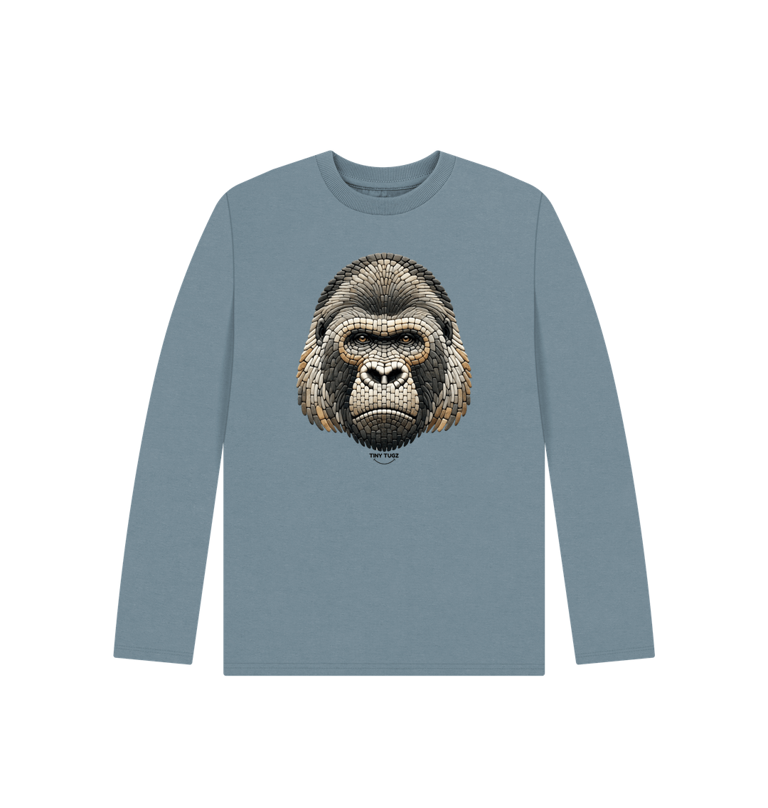 Stone Blue Printed Kids T-Shirt