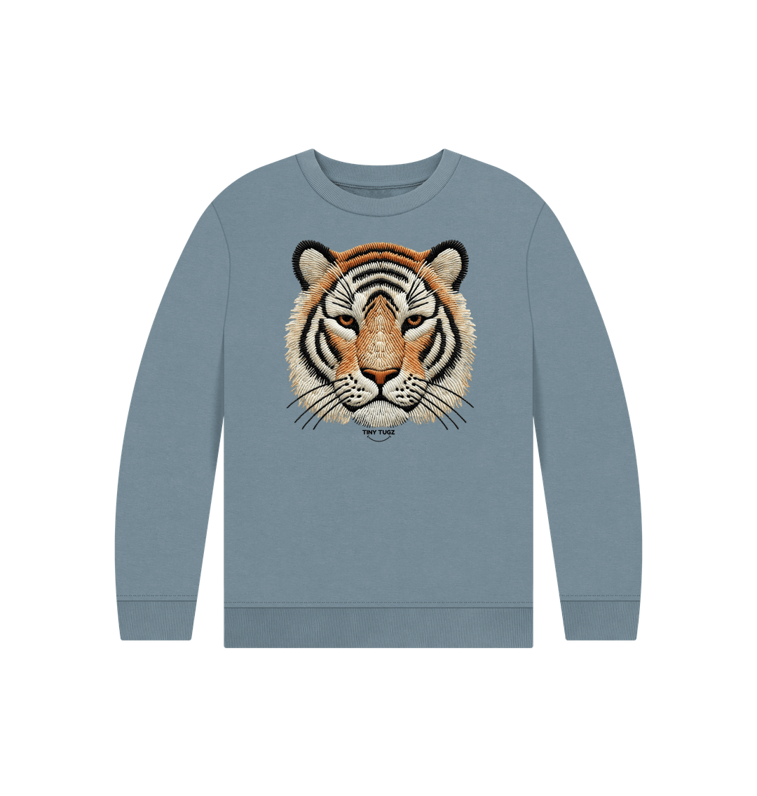 Stone Blue Printed Kids Jumper
