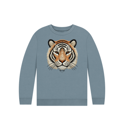 Stone Blue Printed Kids Jumper
