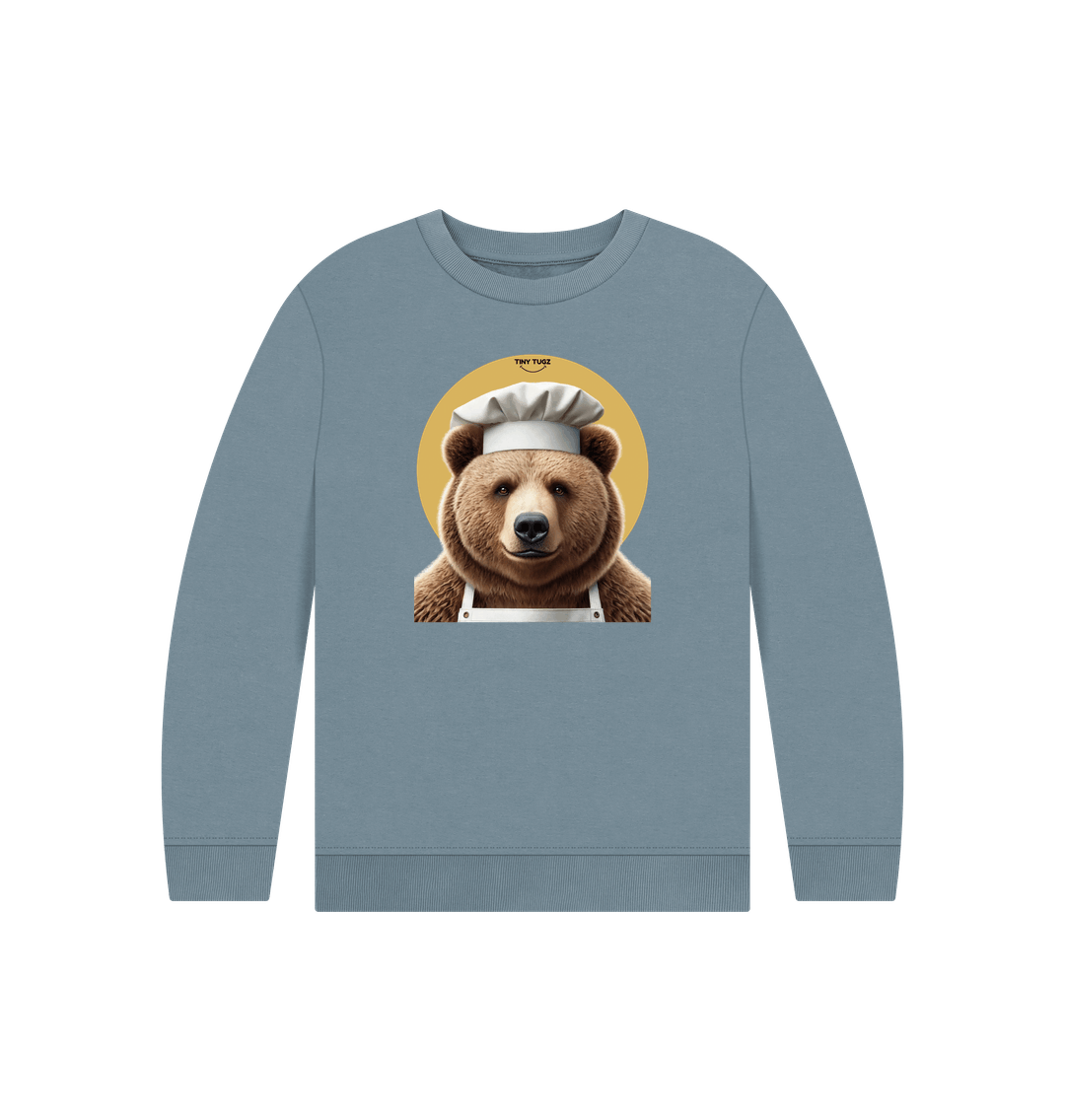 Stone Blue Printed Kids Jumper