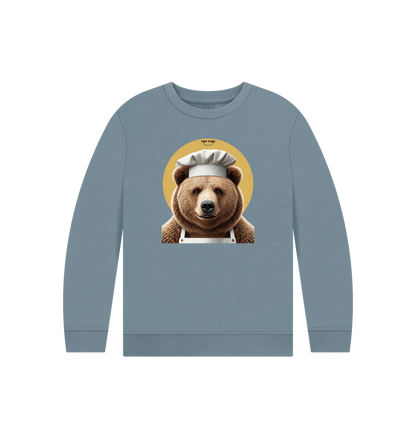 Stone Blue Printed Kids Jumper