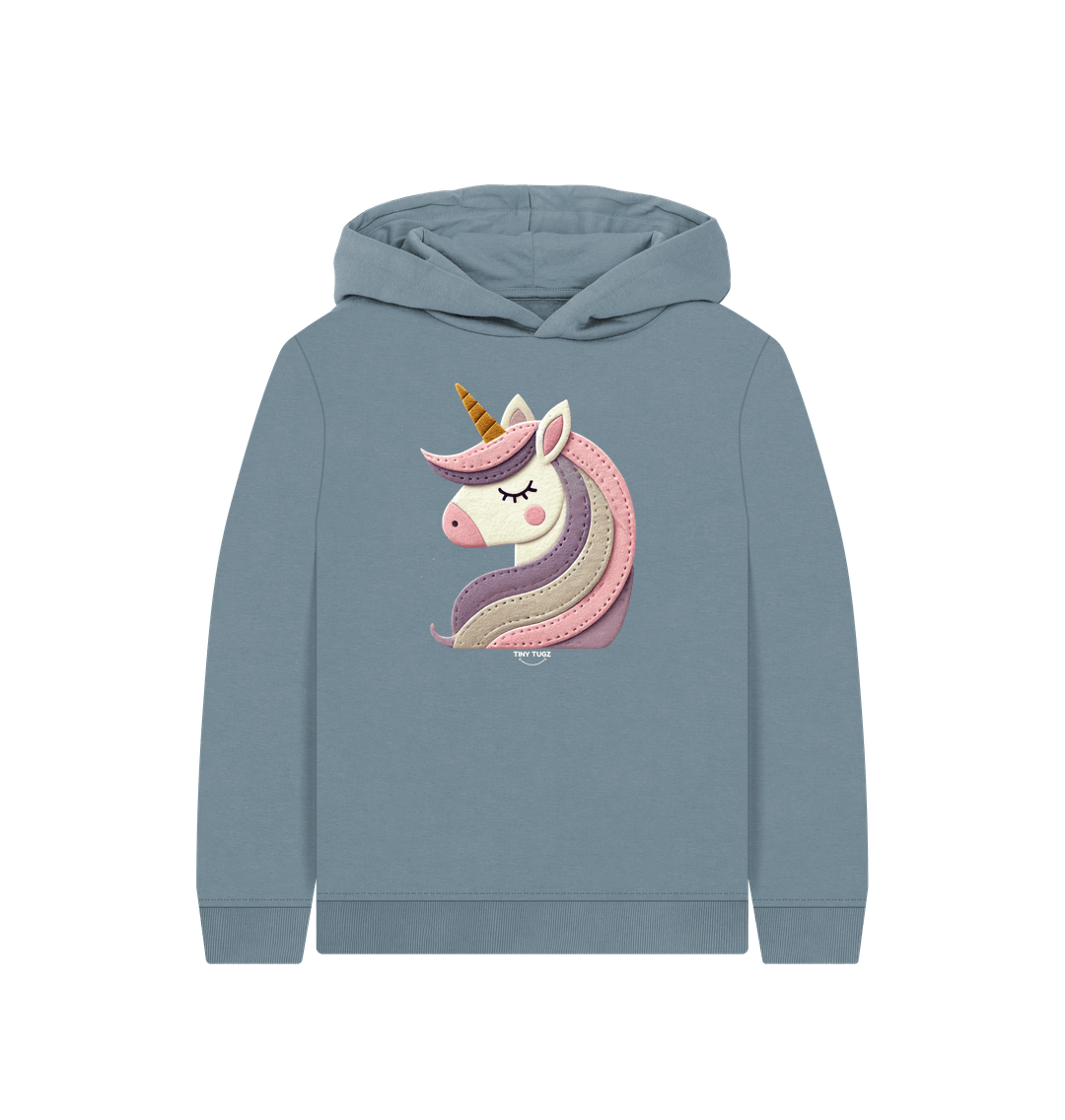 Stone Blue Printed Kids Hoodie