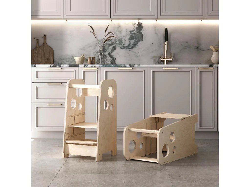 Adjustable Montessori Learning Tower – 3-in-1 Table & Chair Set - Tiny Tugz™