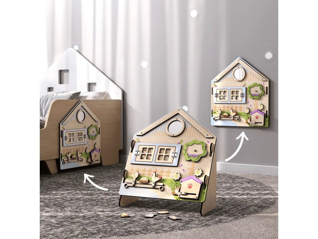 All-in-One Wooden Activity Board – Fine Motor & Logic Skills - Tiny Tugz™